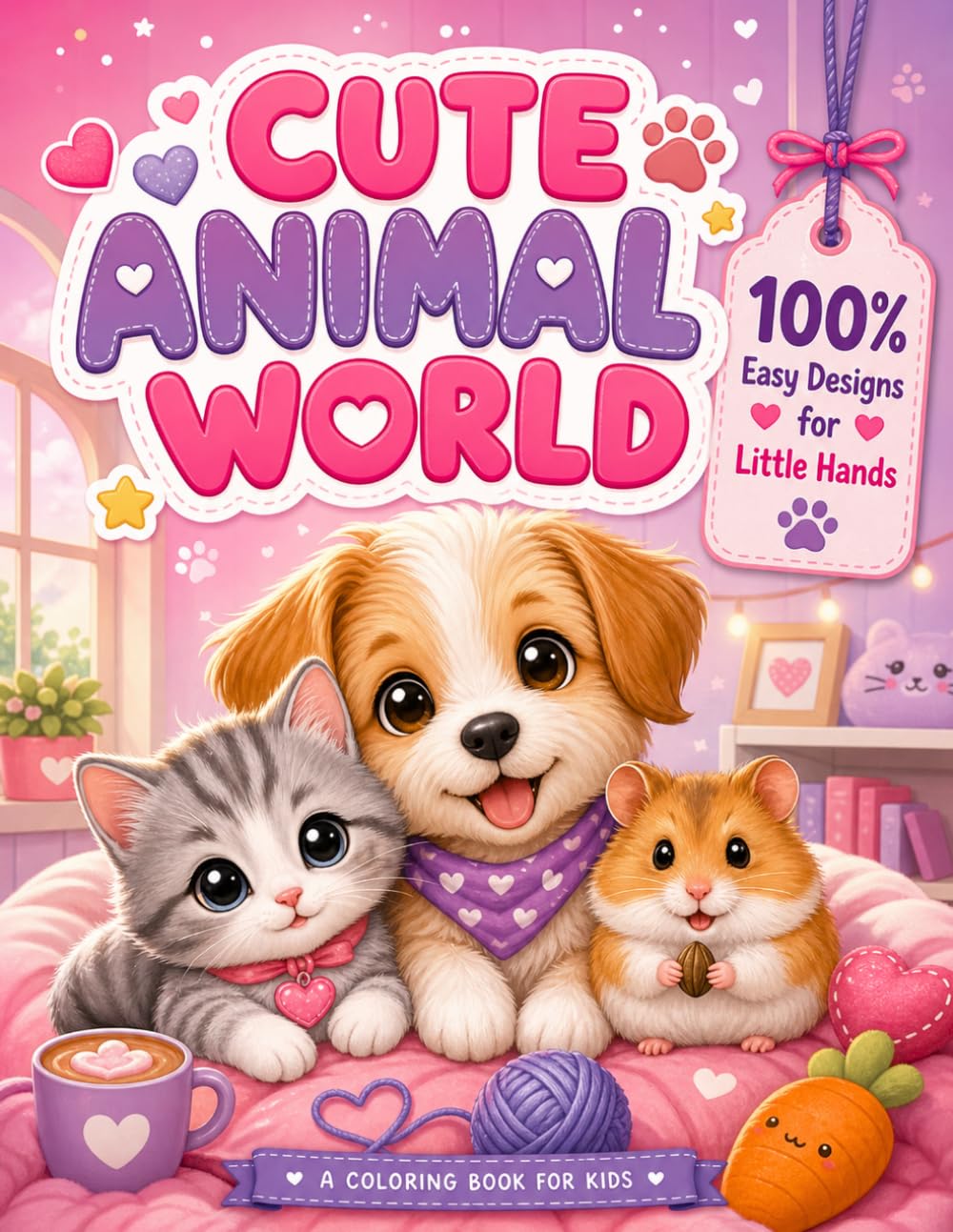 Cute Animal World Coloring Book for Kids: Screen-Free Fun Activity to Improve Focus, Calmness and Imagination