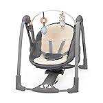 Ingenuity Every Season Portable Swing \'n Go - Cooling and Warming Fabrics, Detachable Sustainable Wooden Bar, Music, Motorized, for Ages 0-9 Months, Grey - Wesley