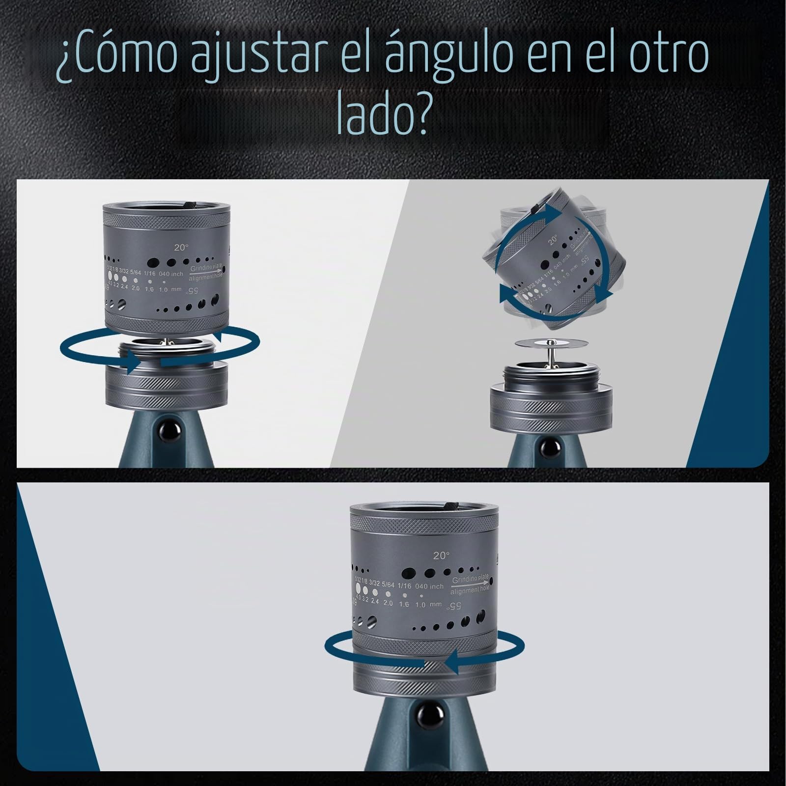 Afilador de electrodos de tungsteno para soldadura TIG, 6 tamaños, 8 ángulos, electrodos de tungsteno, cabezal de molienda versátil, multiángulo, accesorios de soldadura TIG con ranura de separación
