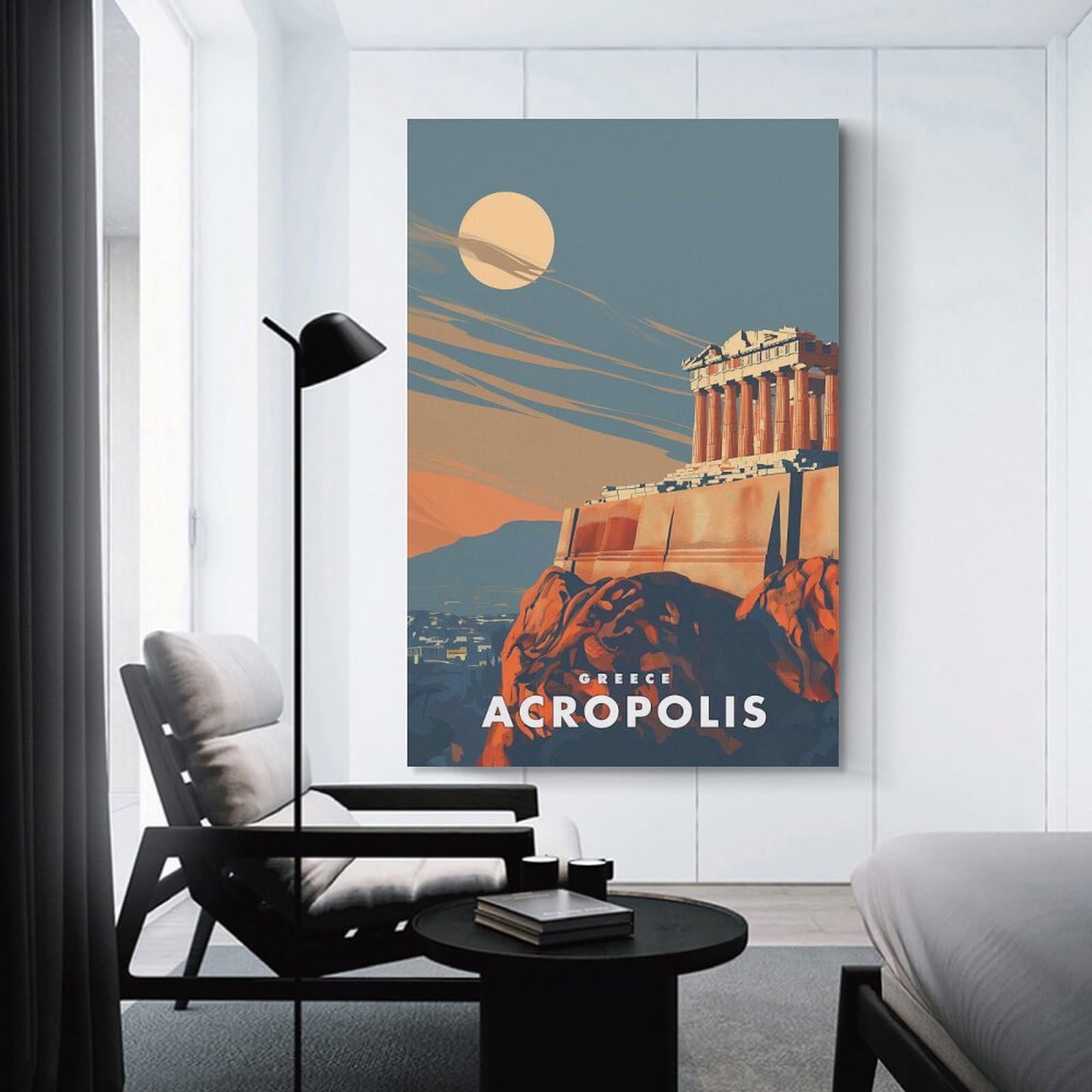 Junmoney Room Decor Wall Art Acropolis Greece, 20x30inch(50x75cm), for Workspace Walls, Study Corners Or Bedrooms, A Smart Decor Choice for Study Walls