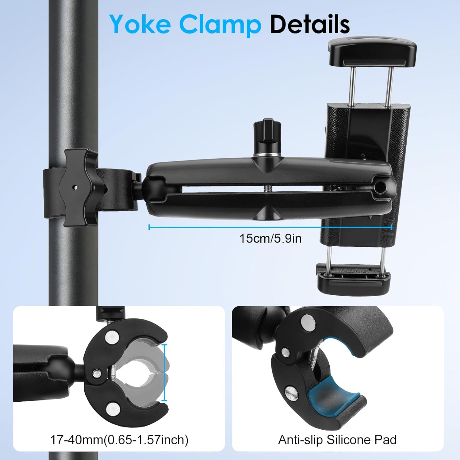 EEEKit Tablet Yoke Mount, Aircraft Yoke Tablet Holder, 360° Adjustable Metal Arm, Aviation Trainer Clamp Holder Compatible with iPad, Smartphones, 4–10 Inch Devices