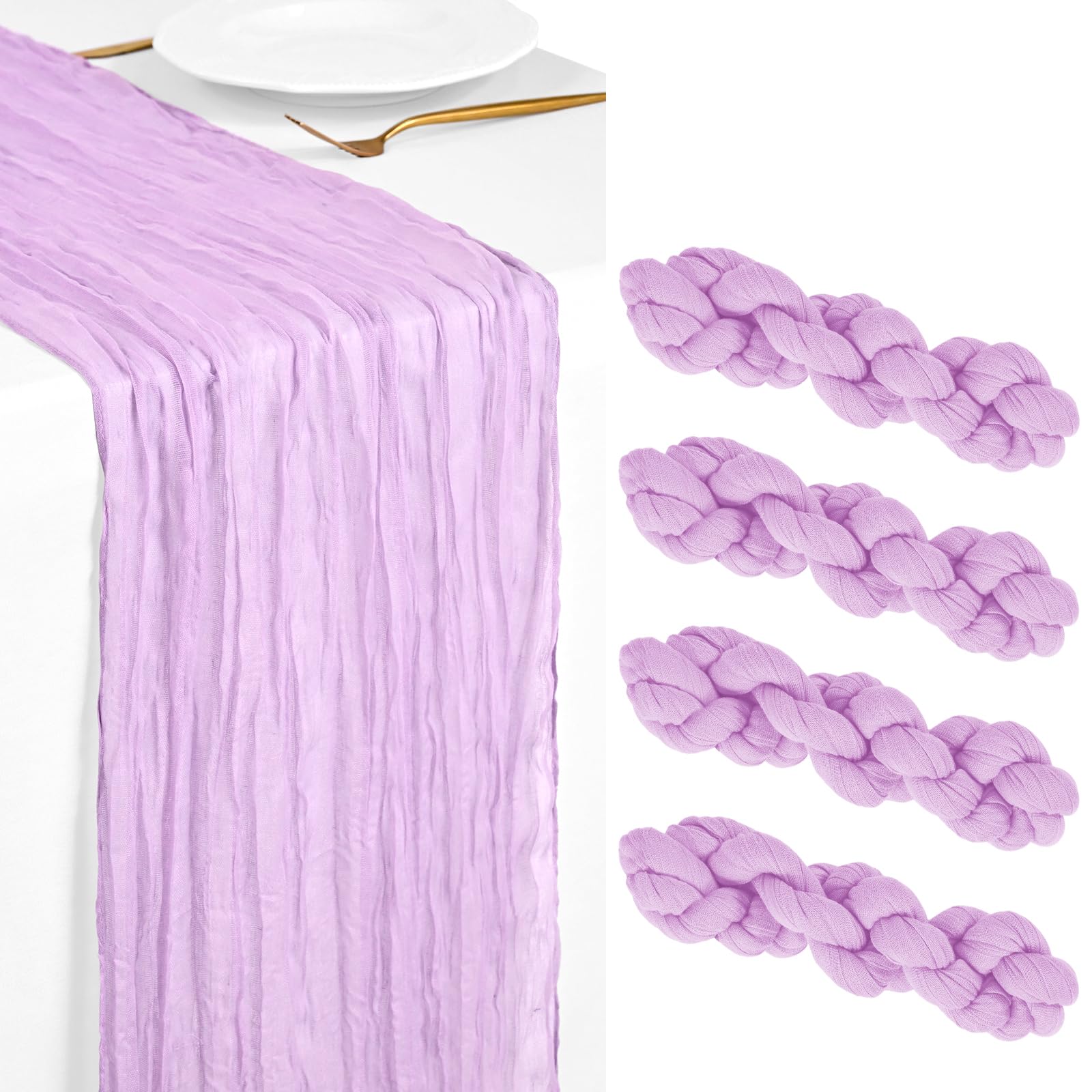 Showgeous 4 Pack Purple Cheesecloth Table Runner 45 x 275 cm