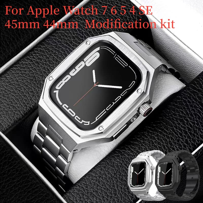 Kit modification Apple Watch 8 en acier premium pour iWatch 45mm - 2