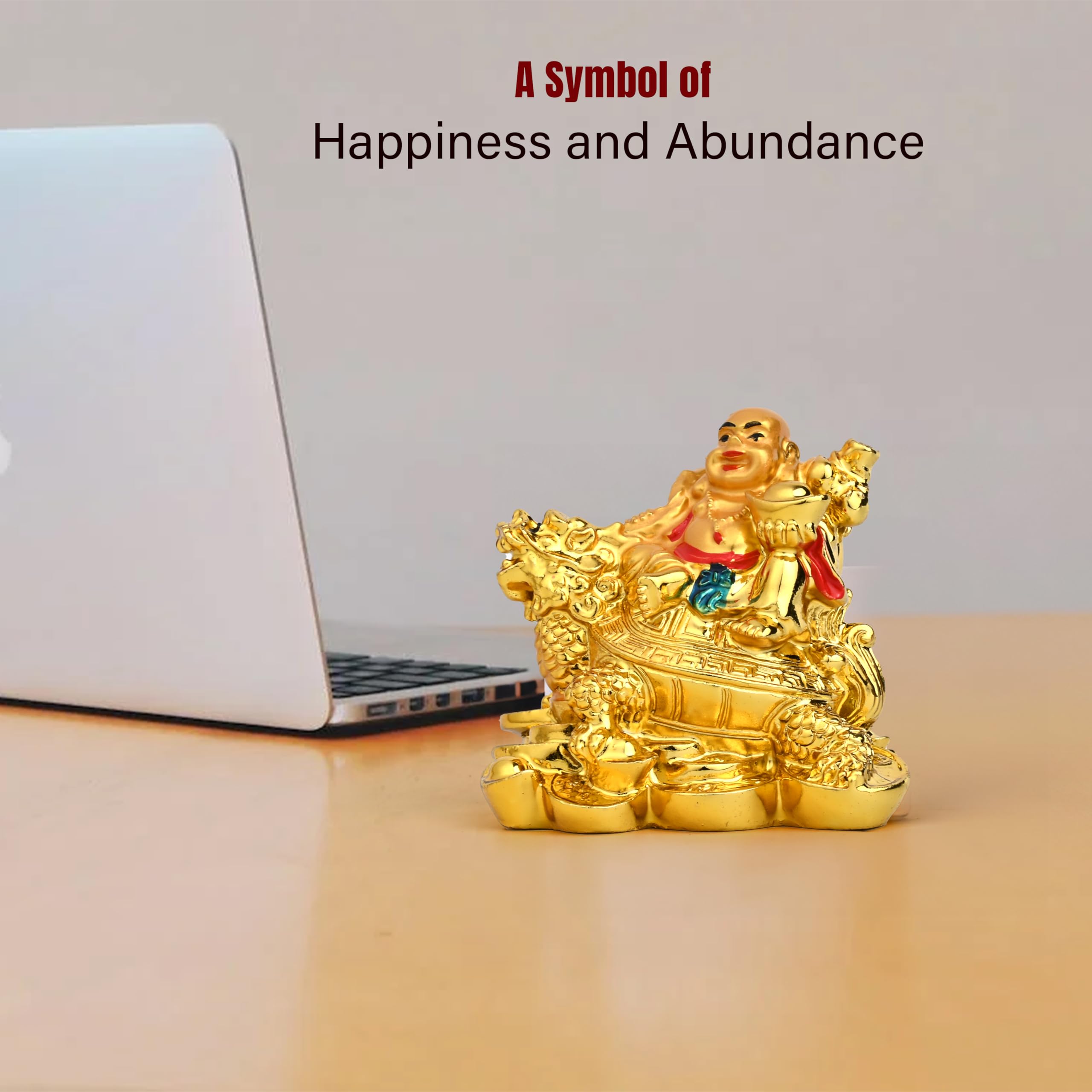 Buy Shoppersduniya Golden Laughing Buddha Statue on Dragon Turtle
