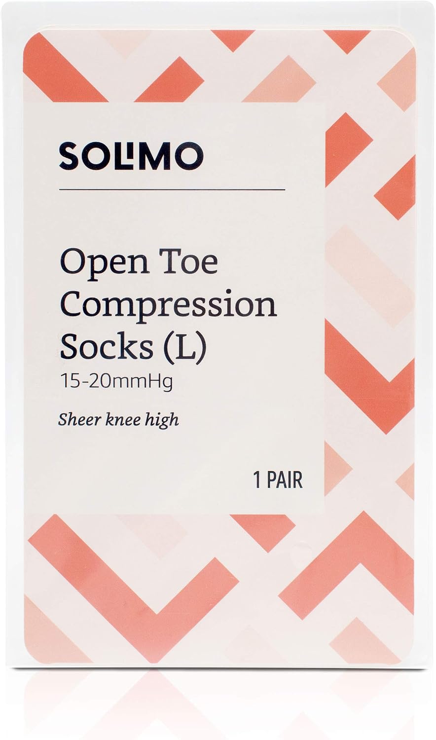Amazon Brand - Solimo Open Toe Compression Socks for Men & Women, Knee High, Sheer, Beige, 15-20mmHg, Large, 1 Pair