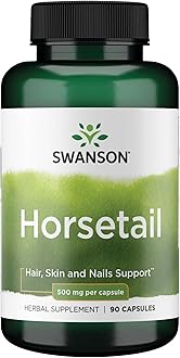 Swanson Horsetail - Herbal Supplement Supporting Healthy Hair, Skin & Nails - Natural Ingredients for Bone Health & Urinary Tract Support - (90 Capsules, 500mg Each)