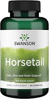 Swanson Horsetail - Herbal Supplement Supporting Healthy Hair, Skin & Nails - Natural Ingredients for Bone Health & Urinary Tract Support - (90 Capsules, 500mg Each)