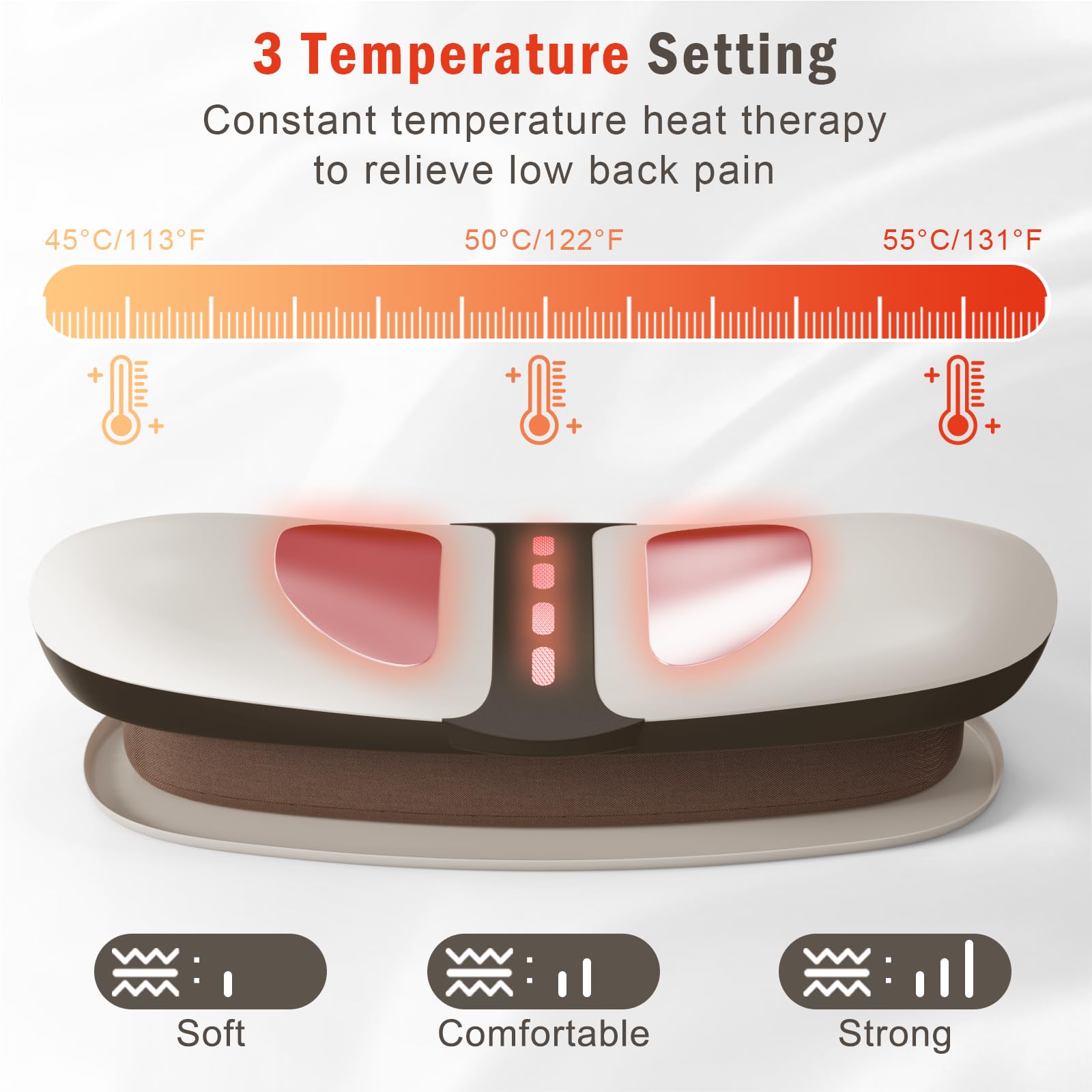 LANMOU Appareil de Massage Électrique pour Dos, Masseur dos lombaire Sans Fil, Coussin de Massage avec Chaleur, Vibration, Traction par Airbag, Cadeau pour Homme et Femme