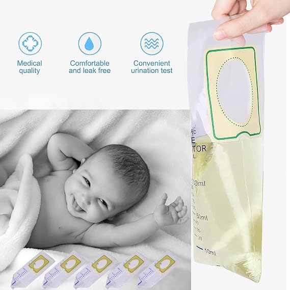 20 PCS Pediatric Urine Bag Collectors, Disposable Baby Clear Catcher Pouch Individually Pee Bags Spill Proof Baby Urine with Adhesive Surface for Kids Urine Collection