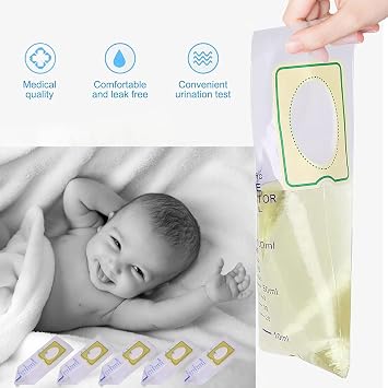 20 PCS Pediatric Urine Bag Collectors, Disposable Baby Clear Catcher Pouch Individually Pee Bags Spill Proof Baby Urine with Adhesive Surface for Kids Urine Collection