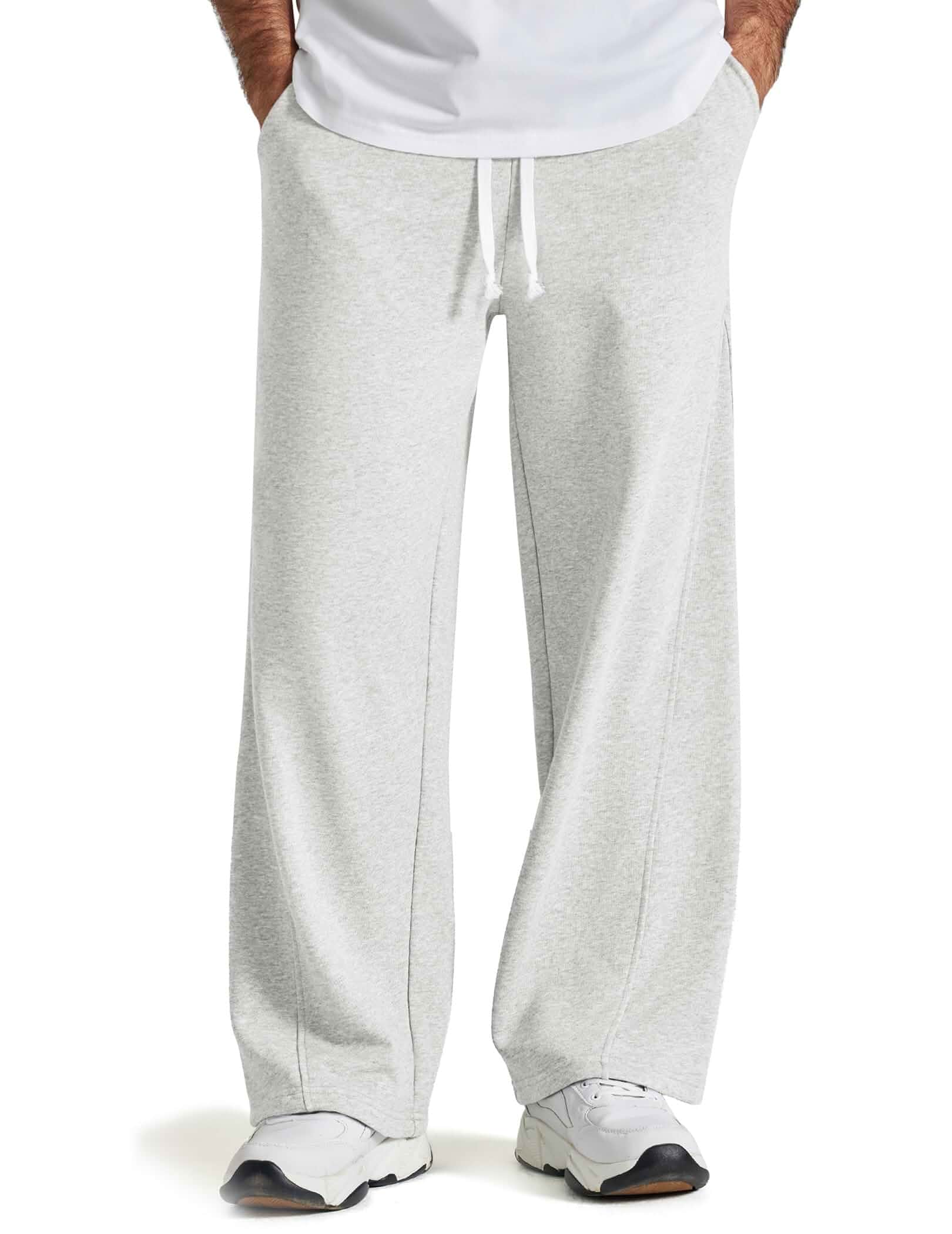 COOFANDY Baggy Sweatpants Men Wide Leg Cotton Joggers for Men with Pockets 2 in 1 Design, Ankle Drawcord, Cotton Blend, Wide Leg, 3 Deep Pockets, Drawstring Waist, Y2K, Loungewear, Gym Workout