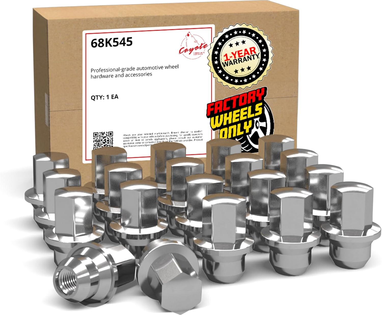 Wheel Accessories Parts 20 Pcs M12x1.5 12x1.5 Thread OEM Style Lug Nuts 1.66" Long Chrome 3/4" 19mm Hex Hex Fits Chrysler Grand Caravan Pacifica Town & Country 6504672 ｜ 611-181