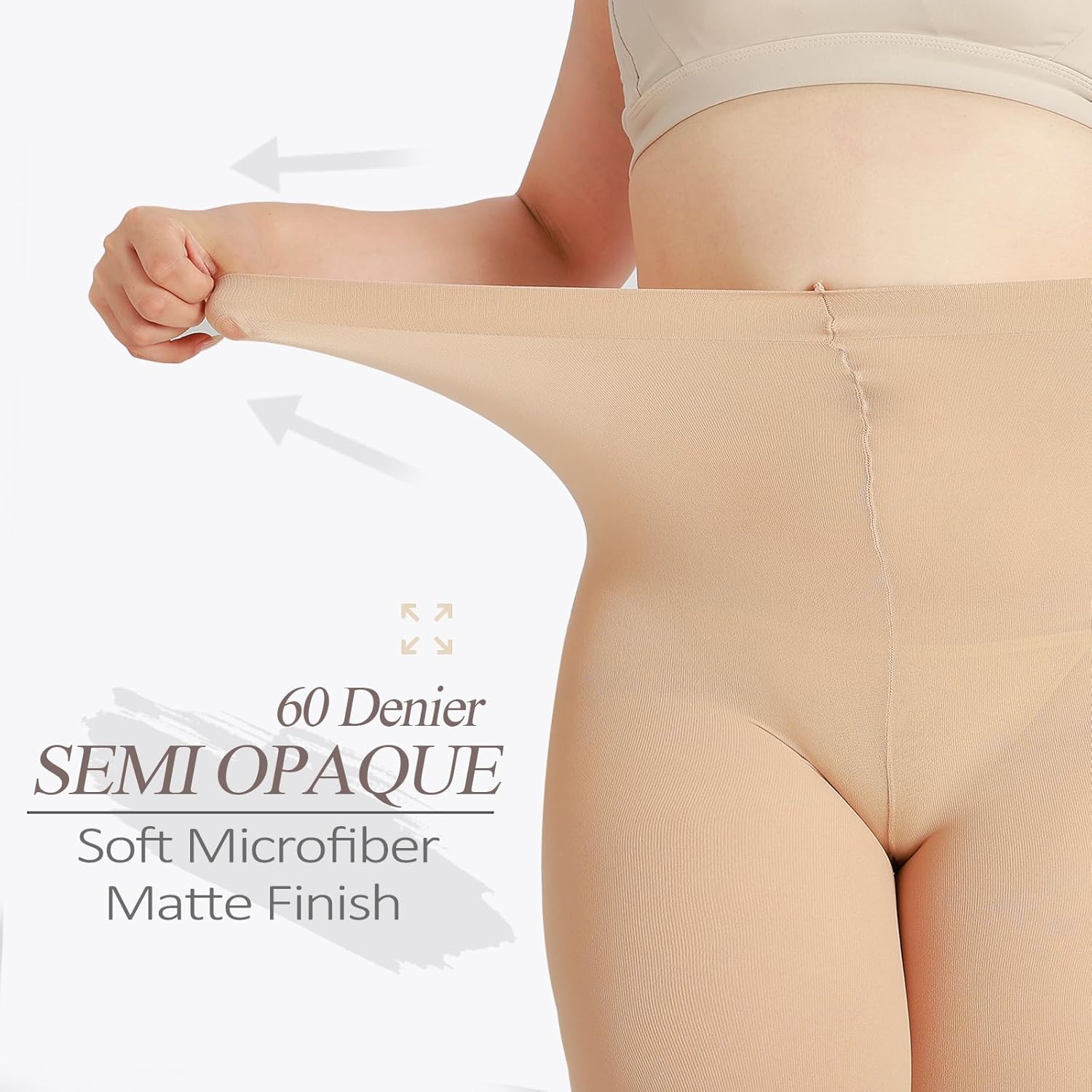 G&Y 2 Pairs Women's Plus Size Tights Semi Opaque - 60D Control Top Pantyhose with Reinforced Toes - Image 4