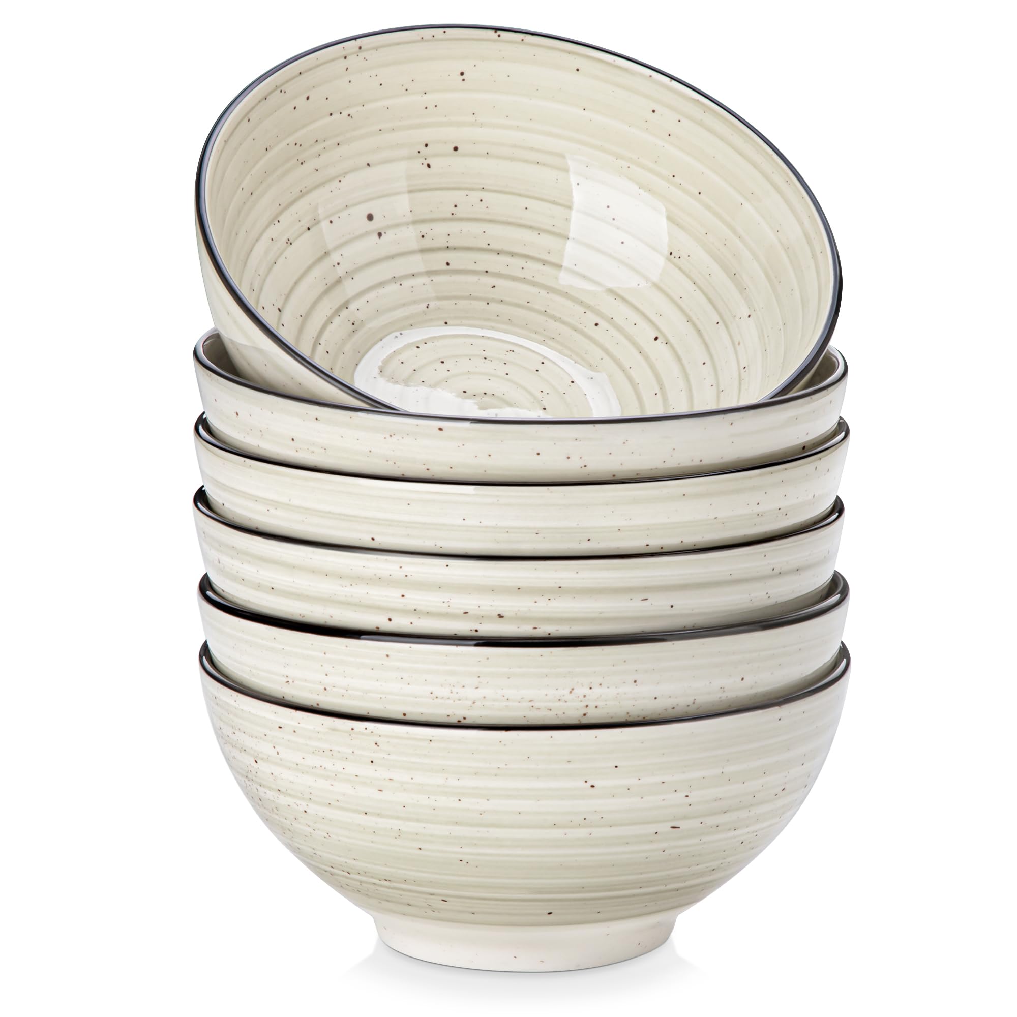 vancasso BONBON Steinzeug-Schüsselset 6-teilig (840 ml, 16,3 x 7,2 cm): Suppen-, Salat-, Pasta- & Müslischalen – Vielseitige Keramikschalen für Küche, Haushalt und Gastronomie, Beige