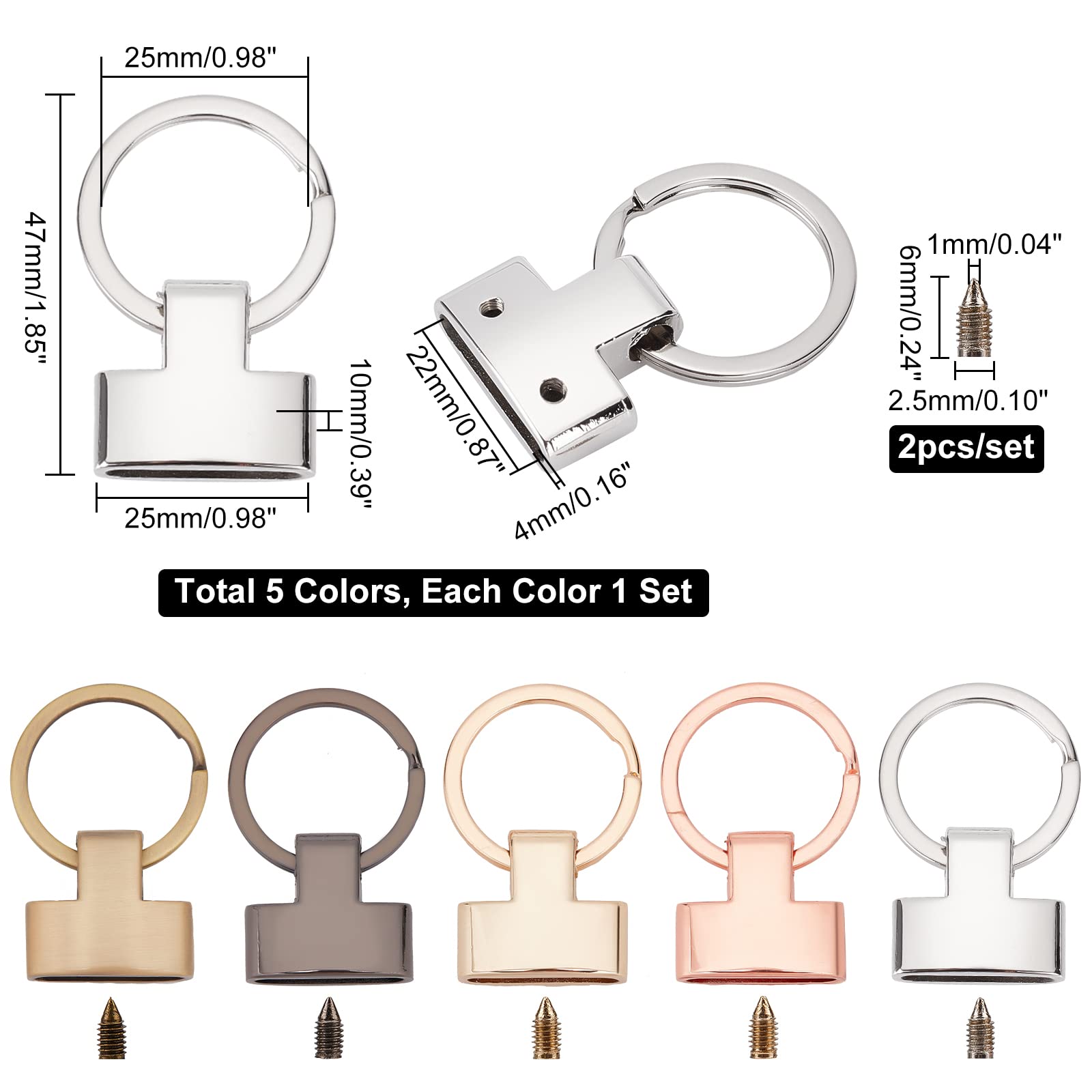 Amazon.com: WADORN 5 Colors Key Fob Hardware, 0.87 Inch