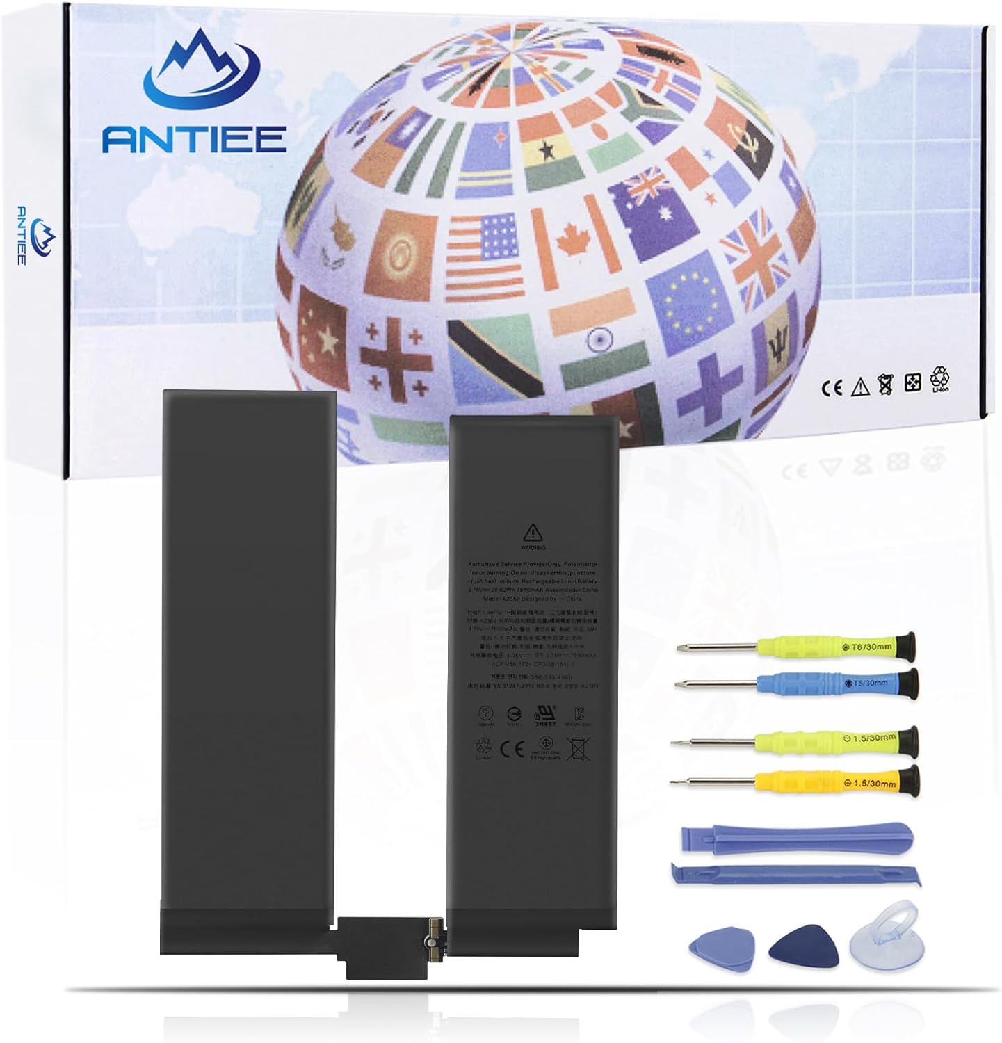 ANTIEE New A2369 Tablet Battery Replacement for iPad Pro 11" 2021, 2022 4th Gen for iPad Pro 11 3rd Gen 2021 Series A2377 A2301 A2460 A2459 3.78V 7680mAh 29.02Wh