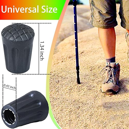 Miniatura 2 de Lainrrew Paquete de 24 puntas de bastón de senderismo, bastones de senderismo duraderos, puntas de goma de repuesto, protectores para bastones de