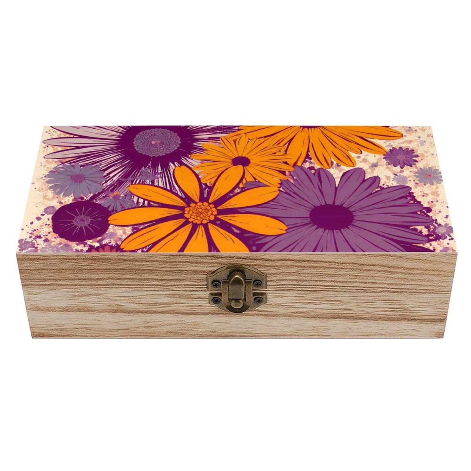 HLBSDM Orange And Purple Wooden Storage Box