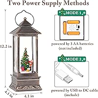 Vista 24 de Linterna musical de globo de nieve de Navidad, linterna giratoria brillante de 12 pulgadas con temporizador de 6 horas, alimentado por USB