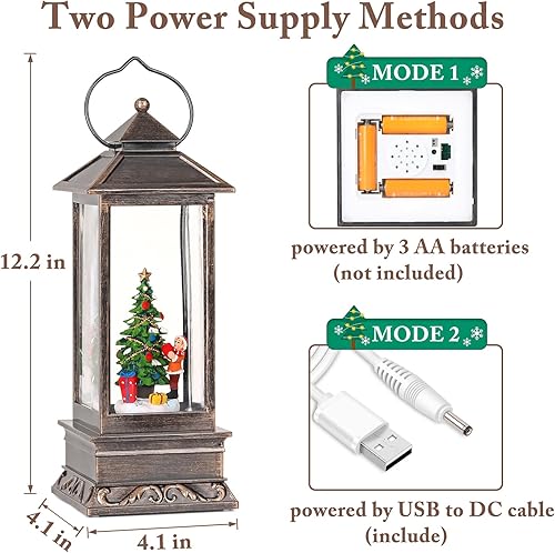 Miniatura 24 de Linterna musical de globo de nieve de Navidad, linterna giratoria brillante de 12 pulgadas con temporizador de 6 horas, alimentado por USB
