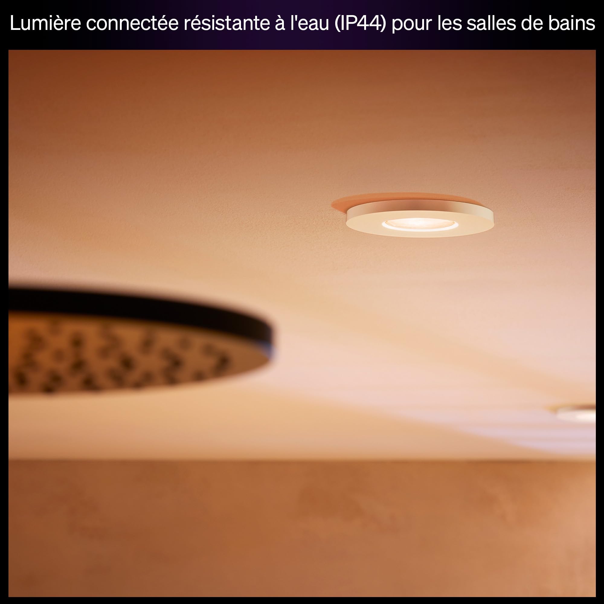 Philips Hue White Ambiance Adore Spot connecté encastré, Chrome, 1 x 5 W, Éclairage de salle de bain avec variateur, Intensité variable, Contrôlable via l'application, Compatible avec Amazon Alexa