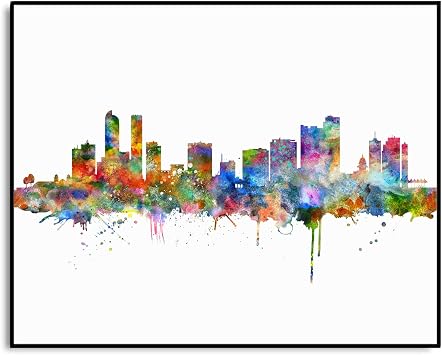 Denver Skyline Watercolor Art Print Wall Decor Denver City Building Skyline Wall Artwork Living Room Decor Denver Gift Birthday Gifts Best Friends Gifts No Frame 8x10 inch