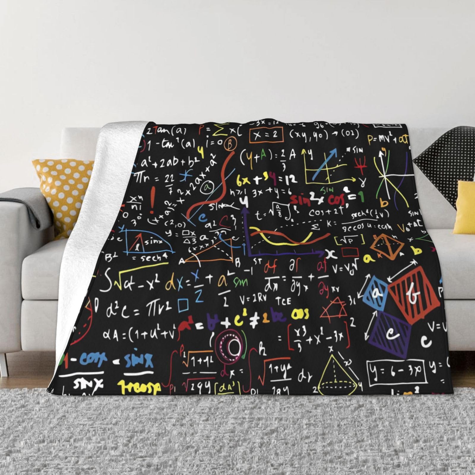 DEHIWI Math Formula Flannel Fleece Blanket 50"X40" Ultra Soft Warm Cozy Throw Blanket All Season Blankets For Bed Sofa Living Room Outdoor