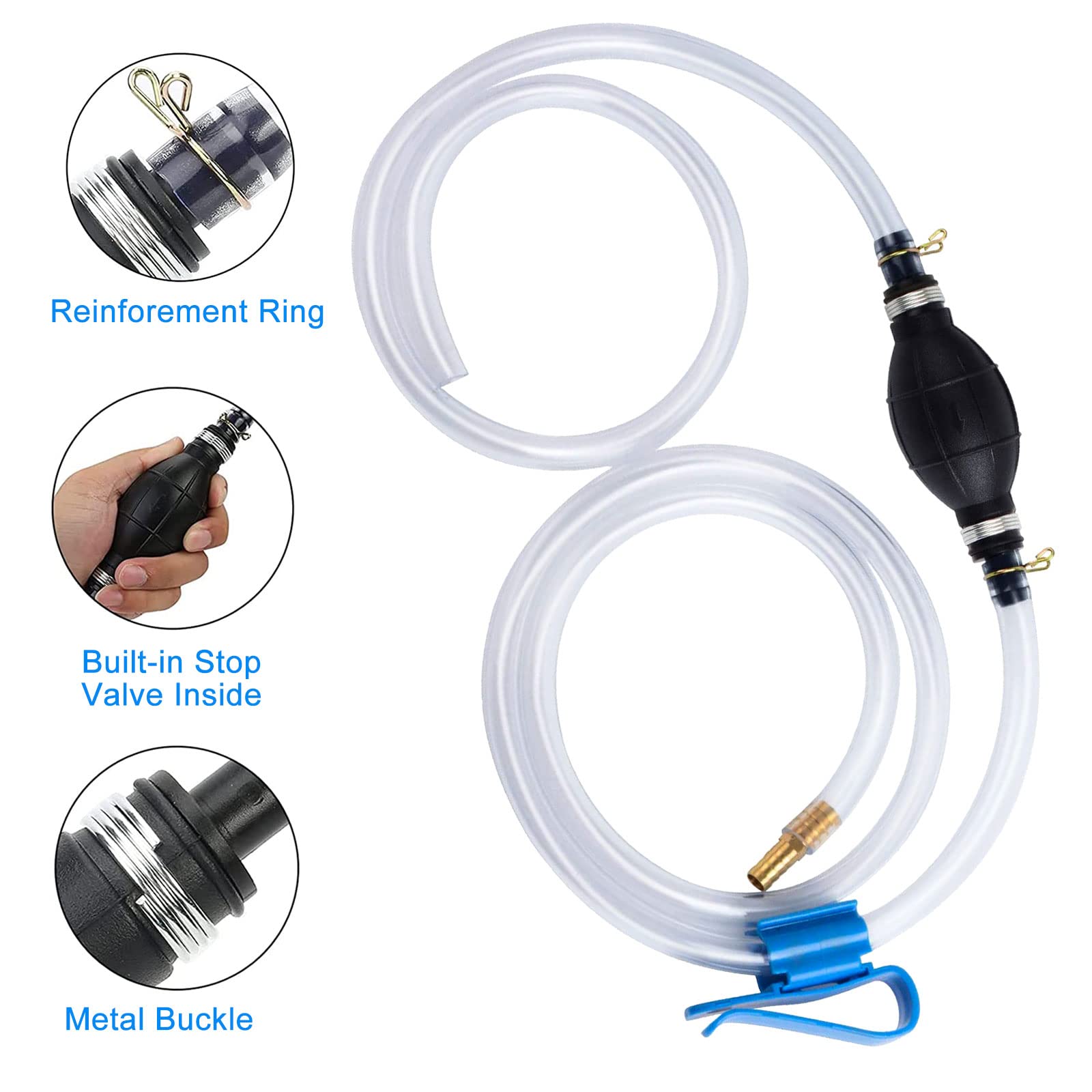 Fousenuk Benzinpumpe Mit 2M Schlauch, Handpumpe Kraftstoffpumpe Für