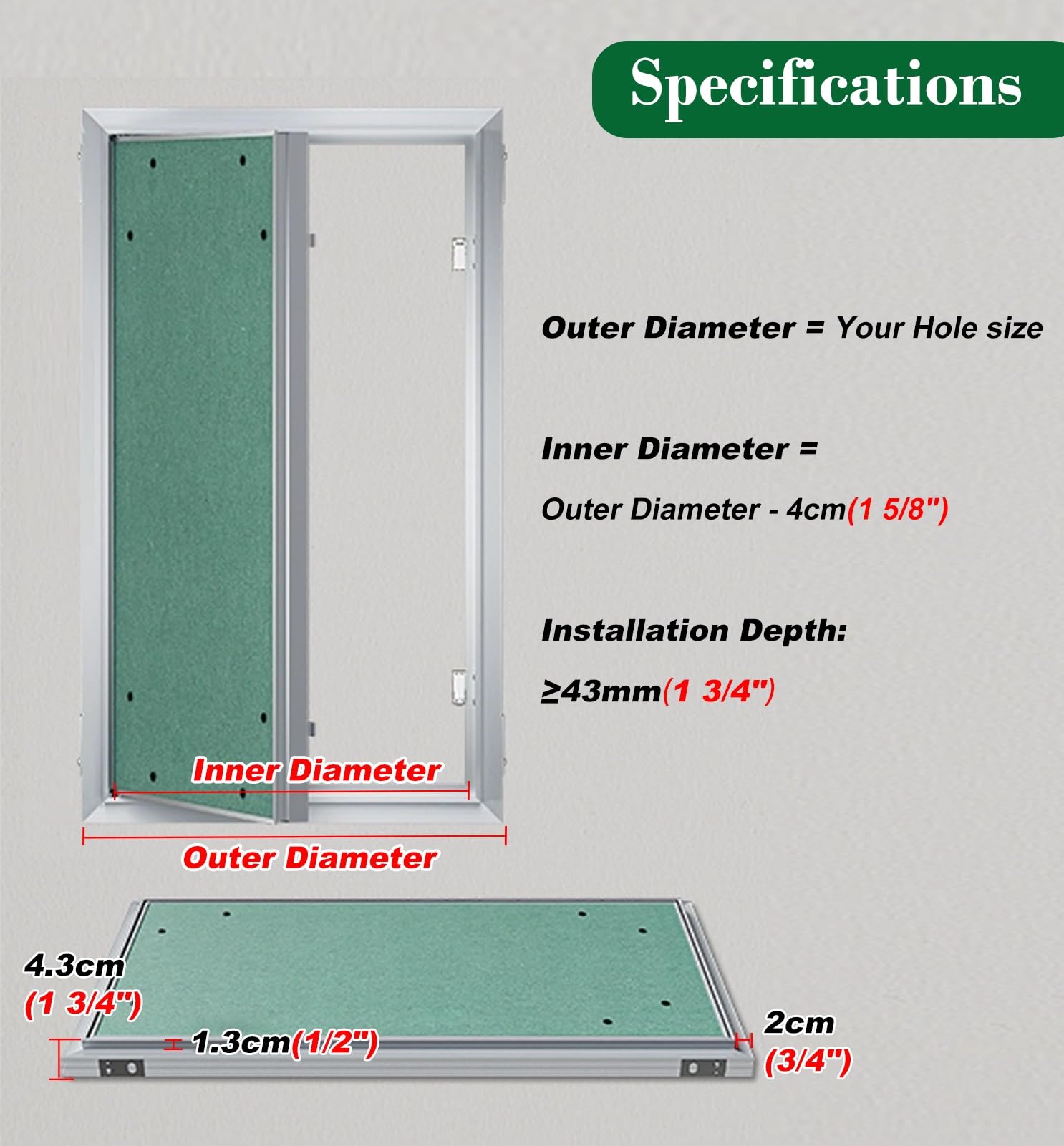 Trampilla Pladur Apertura/Cierre con Clic Puerta de Acceso para Placas de Yeso Oculta y Pintable, Gran Panel de Acceso para Placas de Yeso, Tapa con Solapa de Apertura(24x50in(61x127cm))