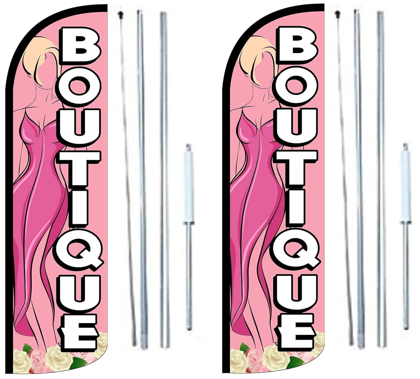 Boutique Windless Flag With Complete Hybrid Pole set - Pack of 2