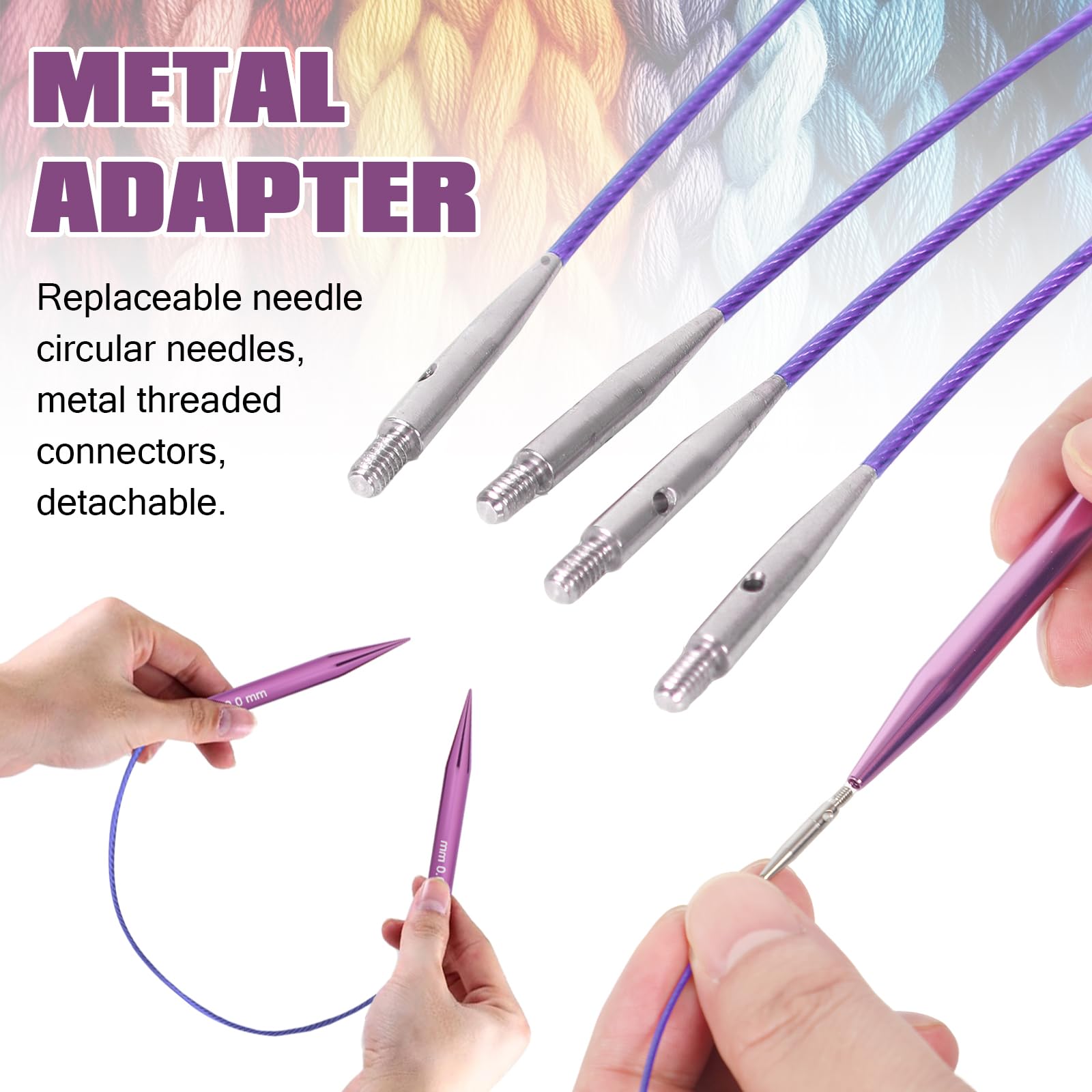 Juego de agujas circulares intercambiables con 13 pares de agujas de tejer de aluminio (10 cm) de grosor 3-8 mm, incluye cables, accesorios, bolsa (macaron)