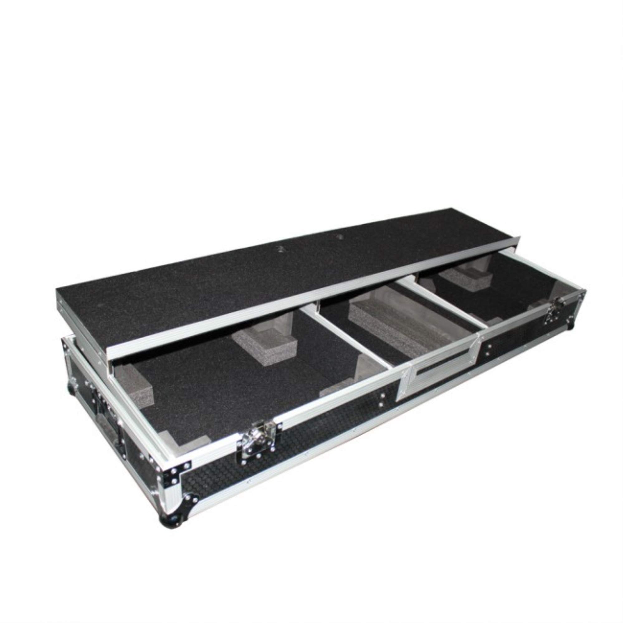 ProX XS-TMC1012WLTFSTND DJ Coffin Flight Case for (2) 1200 Style Turntables 10-inch 12-inch Mixers with Sliding Laptop Shelf and Wheels