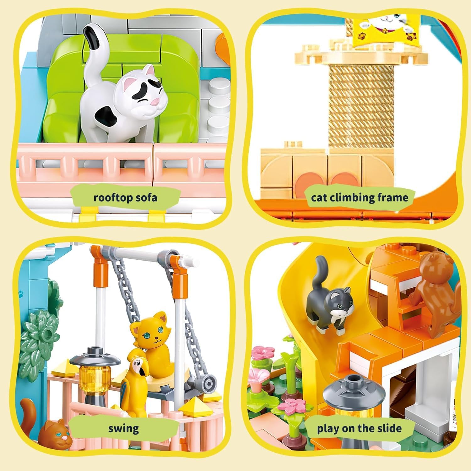 QGGQ Building Blocks, Katzenhaus Bausteine Spielzeug, MOC Creative STEM Friends Haus klemmbausteine Baustein Set, Geschenk fr Jungen und Mdchen im Alter von 14+ Jahren (521 Pcs) - Image 2