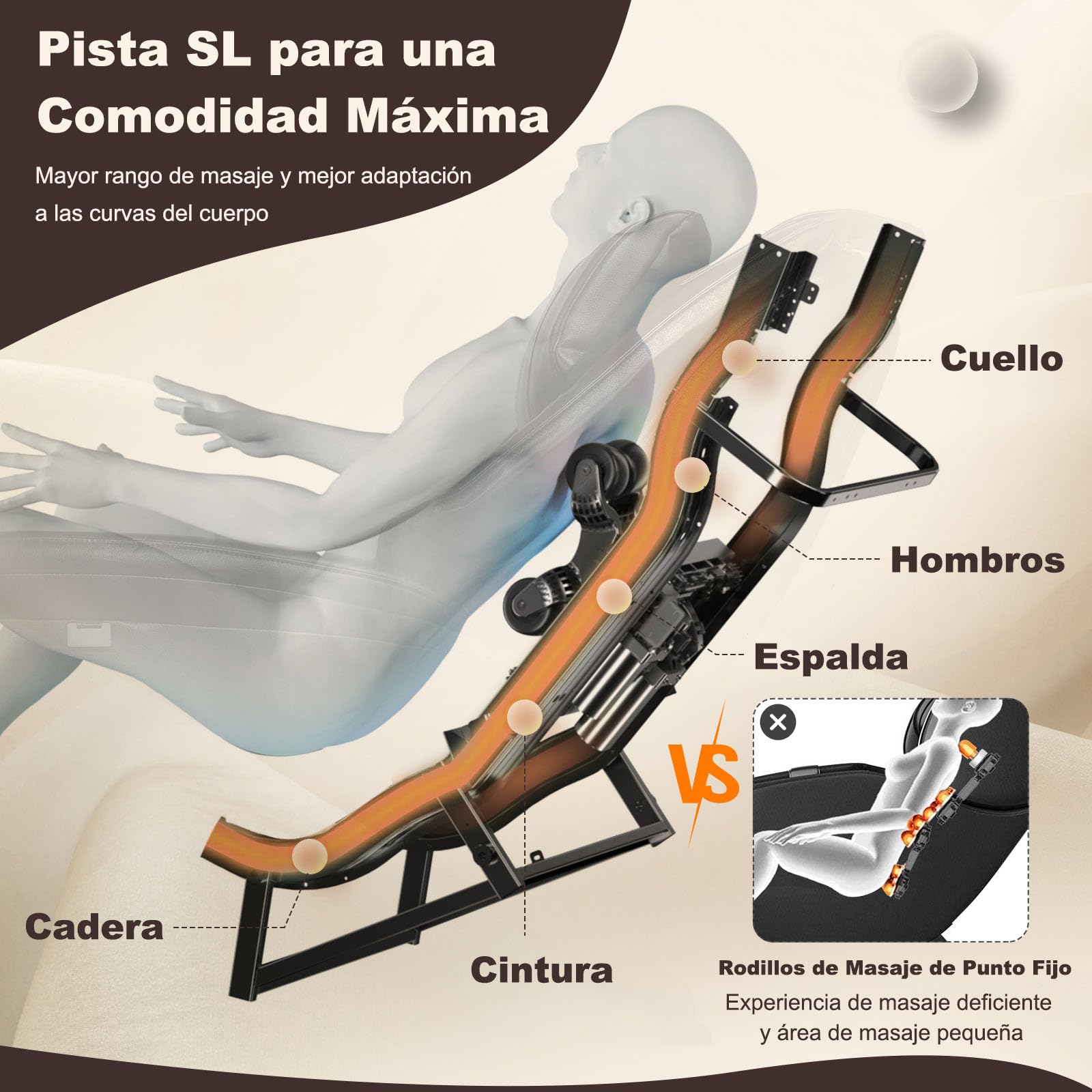 COSTWAY Sillón de Masaje con Gravedad Cero, Pista SL Ergonómica y Calefacción de Espalda, Airbag en Pantorrillas y Reposapiés Reversible, Mando a Distancia, Ideal para Hogar y Oficina (Marrón)