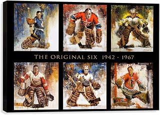Original Six Canvas Print Horizontal - Print from Original Oil Paintings - Hockey Wall Art Decor Goalie Paintings Hockey Gift