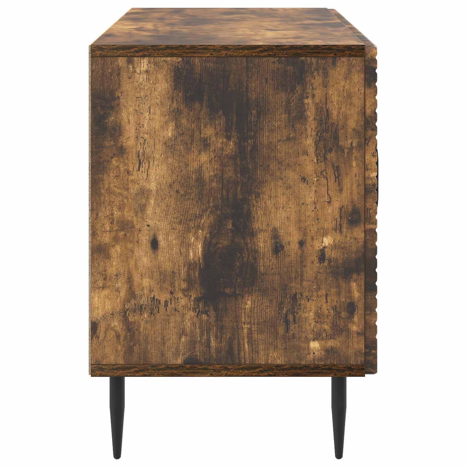 Mobile TV in legno di rovere affumicato, 99 x 34,5 x 50 cm, con gambe sottili in metallo, spazioso, versatile, per soggiorno, console multimediale, console da gioco
