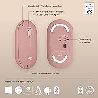 Vista 6 de Logitech Pebble Mouse 2 M350s Ratón Inalámbrico Bluetooth Delgado, Portátil, Ligero, Botón Personalizable, Clics Silenciosos, Easy-Switch para Rosa