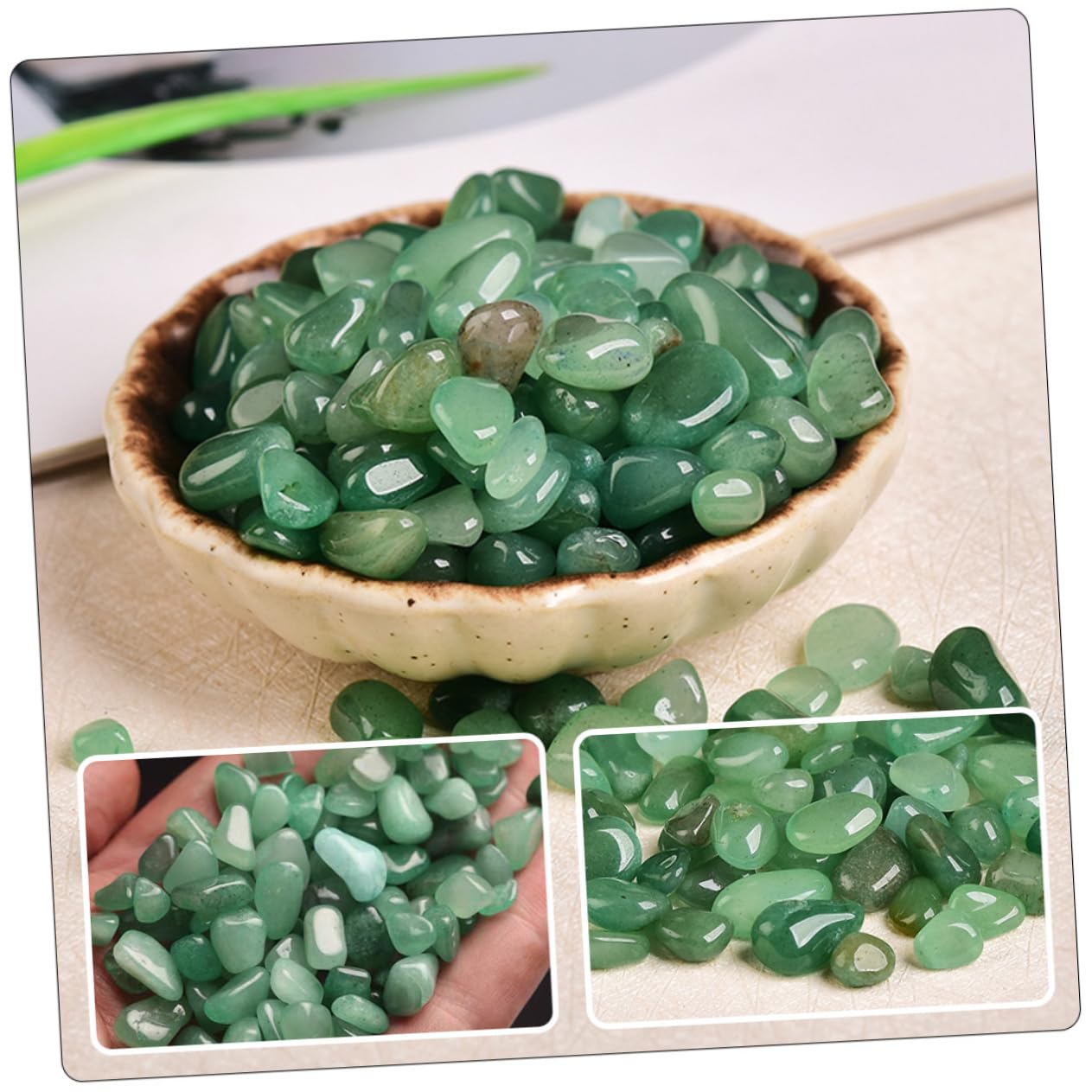 Ipetboom 1 Juego Grava de Jade aventurina jardinagem acuarios Accesorios para peceras Betta Piedras de Acuario decoración Vegetal florero Piedra a Granel Adornos de Grava de Acuario Pedazo