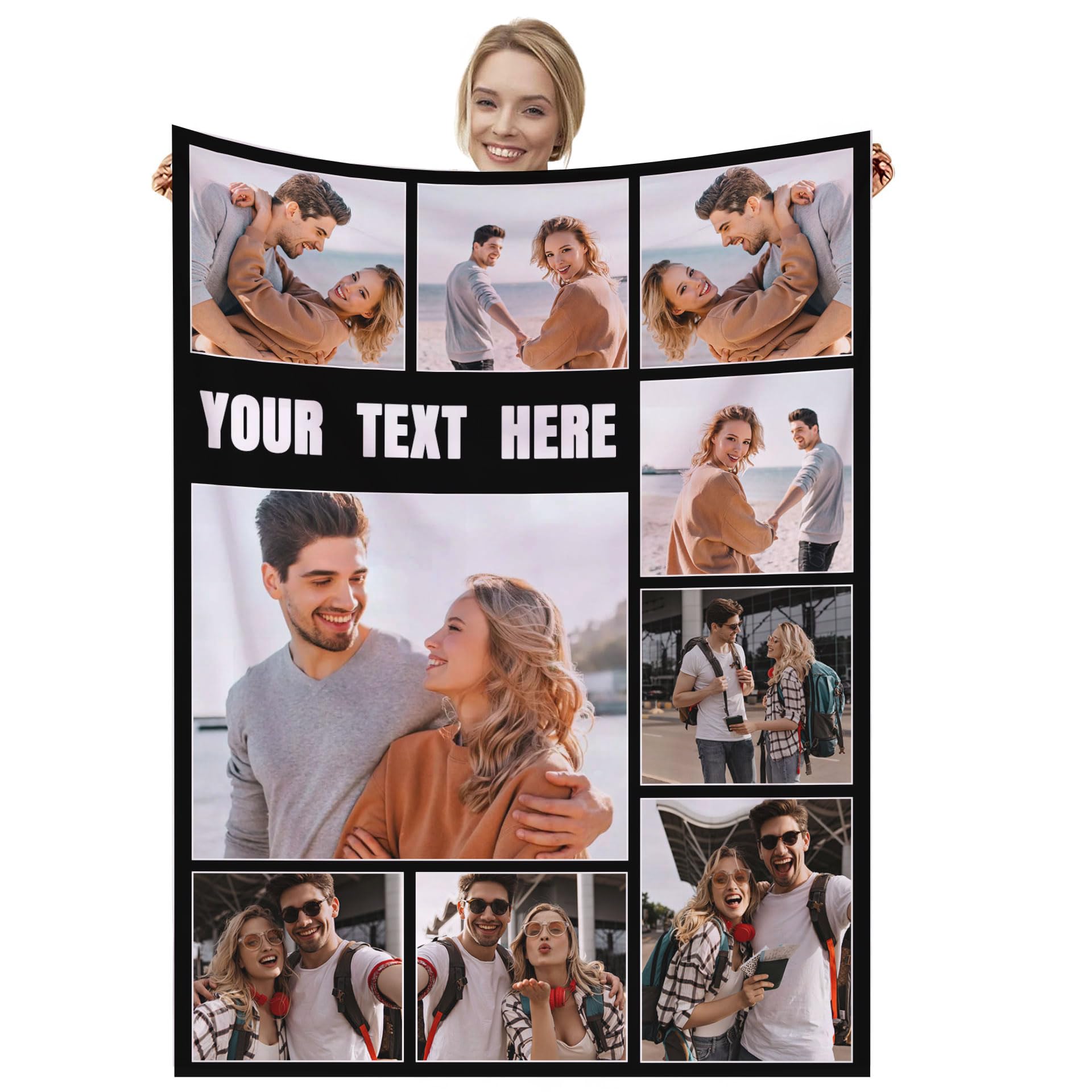 Dmkjdzsw personalised blanket，custom blanket， Soft Cosy Custom Blanket for Adults Kids，Personalised Gifts for Mum, Dad, Boyfriend-I-150 * 200CM