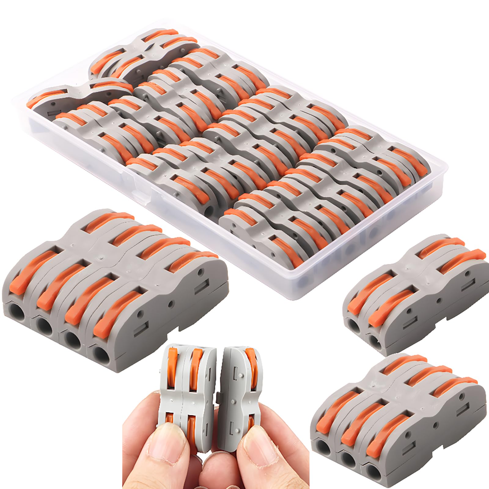 Lever Nut Connector, Assortment Conductors Compact Wire Connectors, SPL-1 one-to-one Quick Terminal Block Splicing Type Multi-Function Soft and Hard Wire Universal (24 Pack)