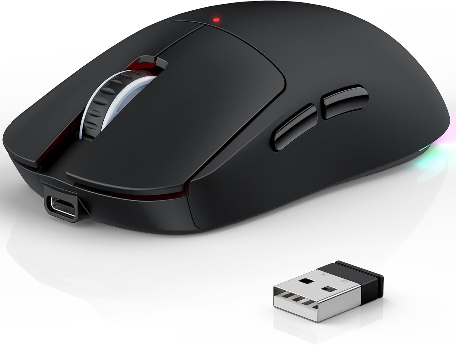 Bluetooth Wireless Gaming Mouse for Laptop Mac PC iPad Apple, Ergonomic Rechargeable Computer Mice with Jiggler Mode, 8000 DPI RGB Gaming Mouse Wired/Bluetooth 5.3/2.4G USB 3 Mode Connect - Black