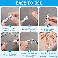 Vista 5 de Shynek Pin Vise Hand Drill Set, Manual Hand Drill with 600PCS Small Screw Eye Hooks and 10 Different Sizes Drill Bits for Keychain, Jewelry Making