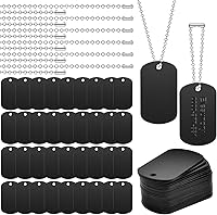 Elesunory 100Pcs Military Blank Dog Tags Set: 50 Aluminum Tags + 50 Iron Chains for Pets, Laser Engraving Ready