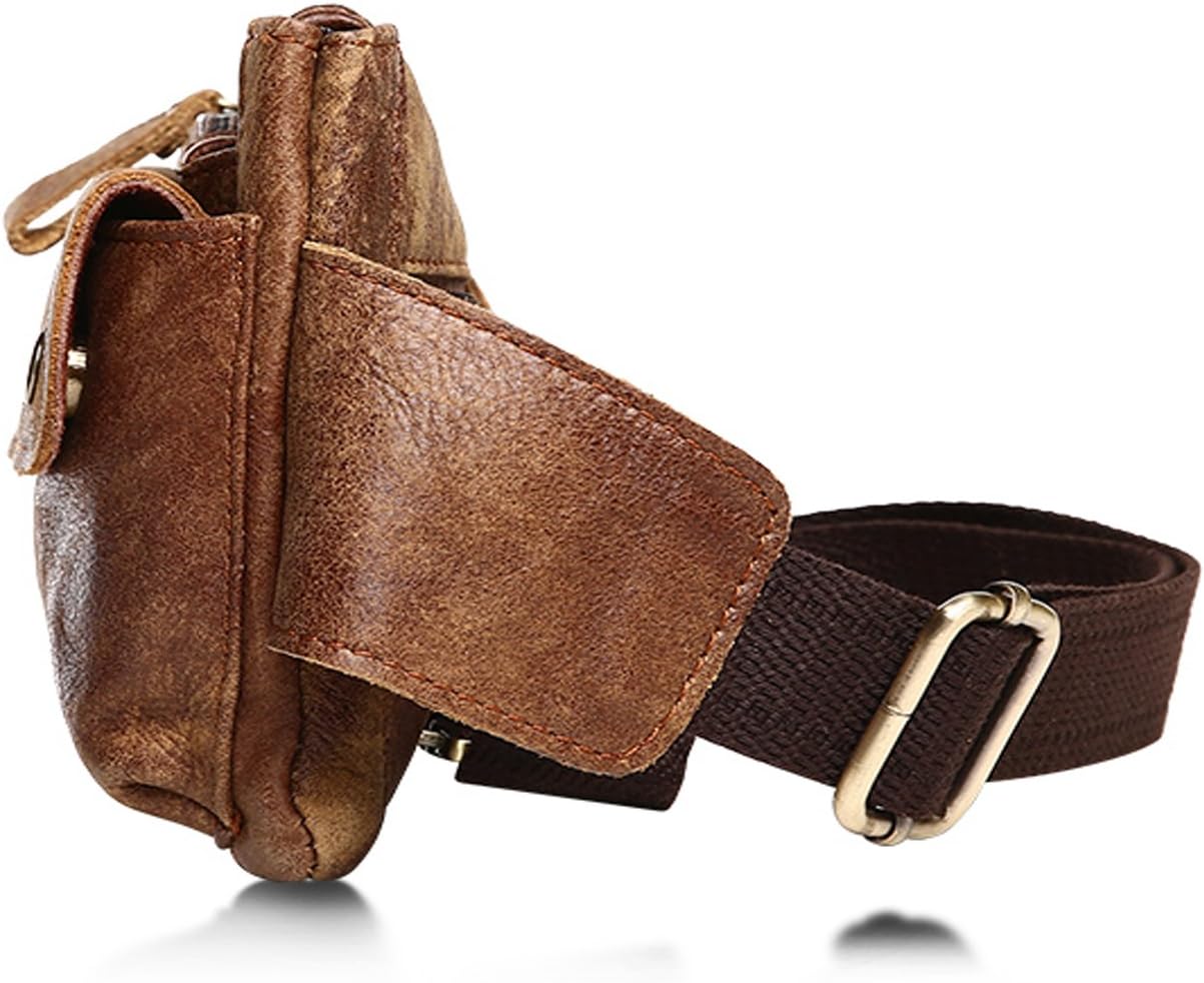 Jonon Unisex Genuine Leather Waist Bag Messenger Fanny Pack Bum Bag For Men Women