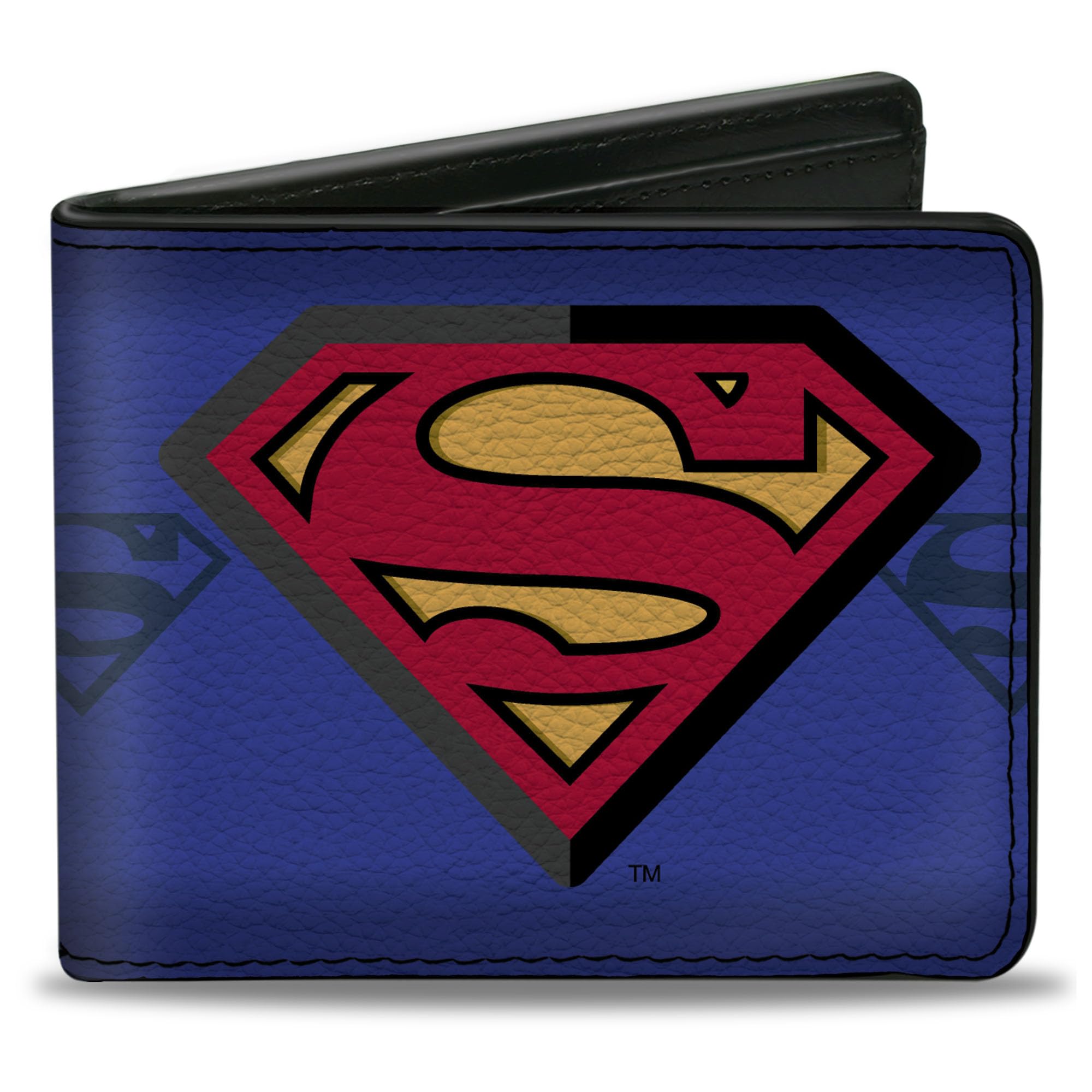 Buckle-Down mens Buckle-down Pu Bifold - Superman Shield Centered/Shield Stripe Blues Bi Fold Wallet, Multicolor, 4.0 x 3.5 US