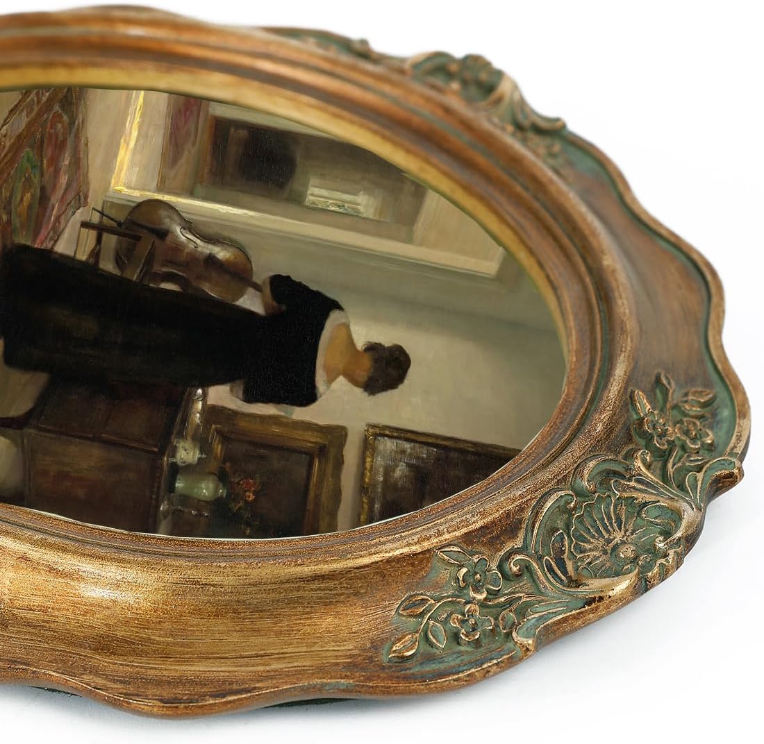 SIKOO Vintage Picture Frames 5x7 Oval Picture Frame Tabletop and Wall Mount Antique Picture Frame with High Definition Glass Front,Oval Wall Art, Bronze Gold