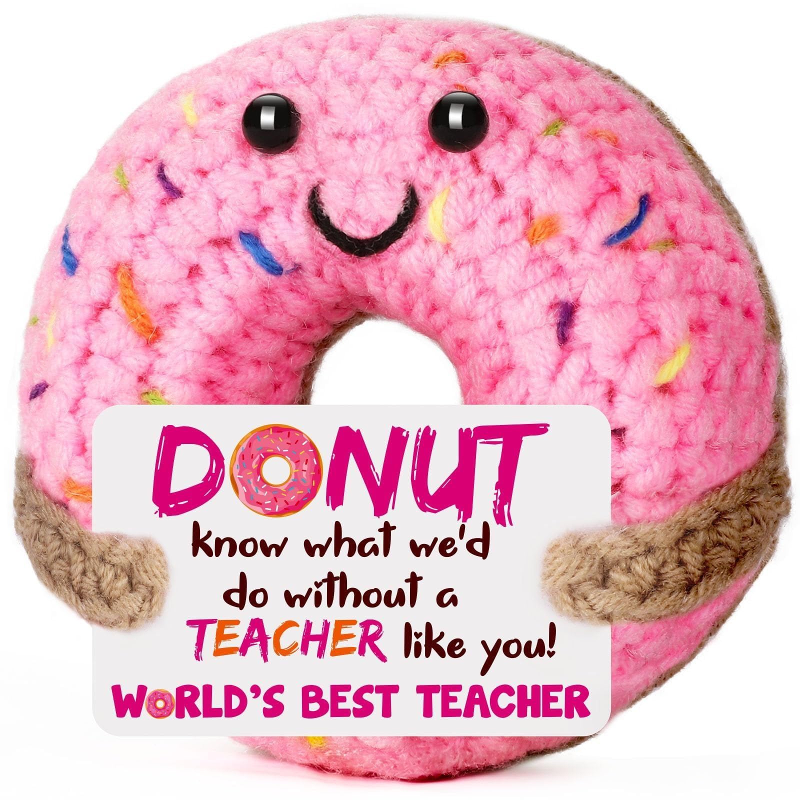 ALUNME Teacher Thank You Gifts for Women Funny Handmade Crochet Doughnut Unique Cute Teacher's Day Thank You Gifts