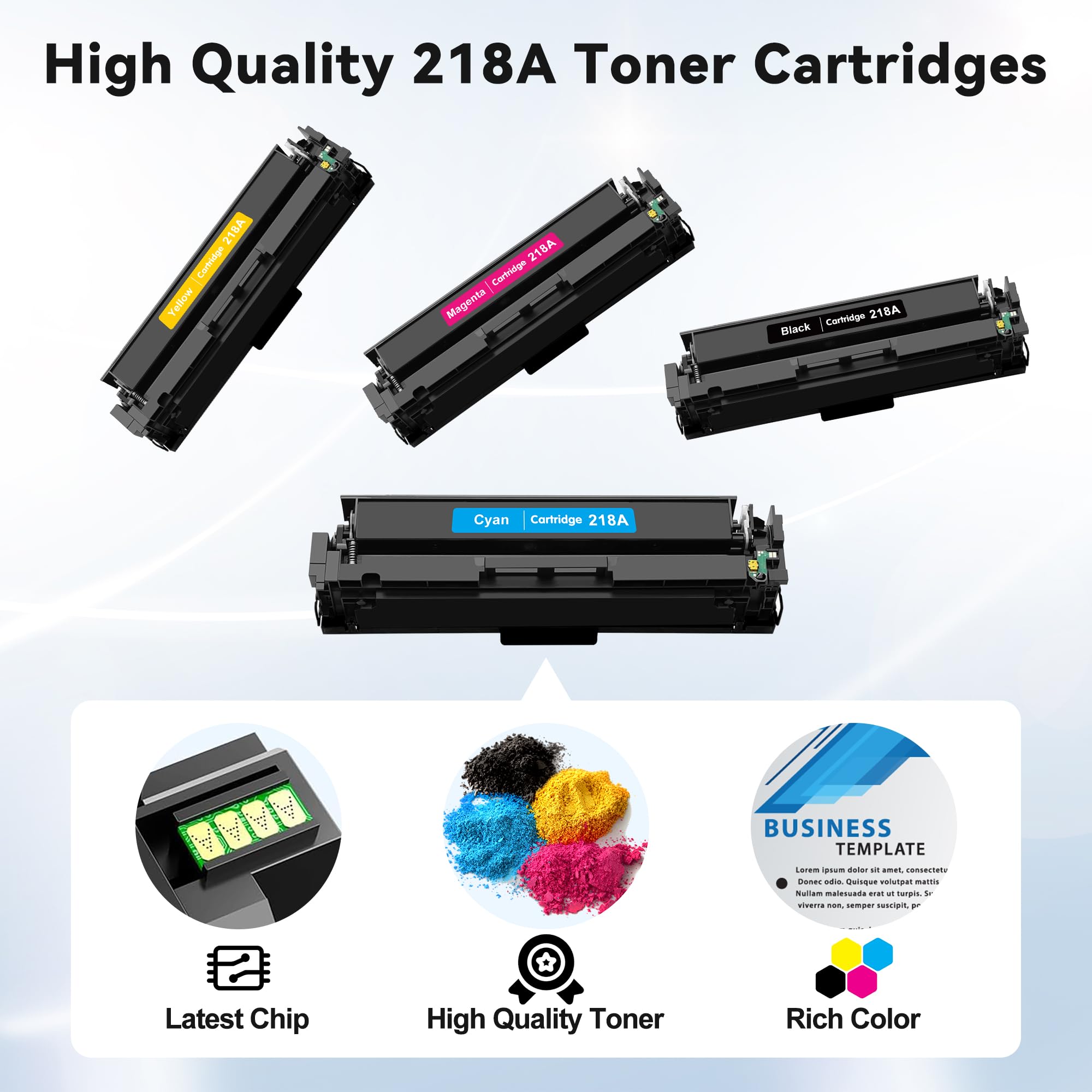 218A Toner Cartridges 4Pack Compatible for HP 218A 218X Toner Cartridge with 218A Toner Color LaserJet Pro 3201dw MFP 3301fdw 3301sdw 3301cdw Printer(Black/Cyan/Yellow/Magenta)