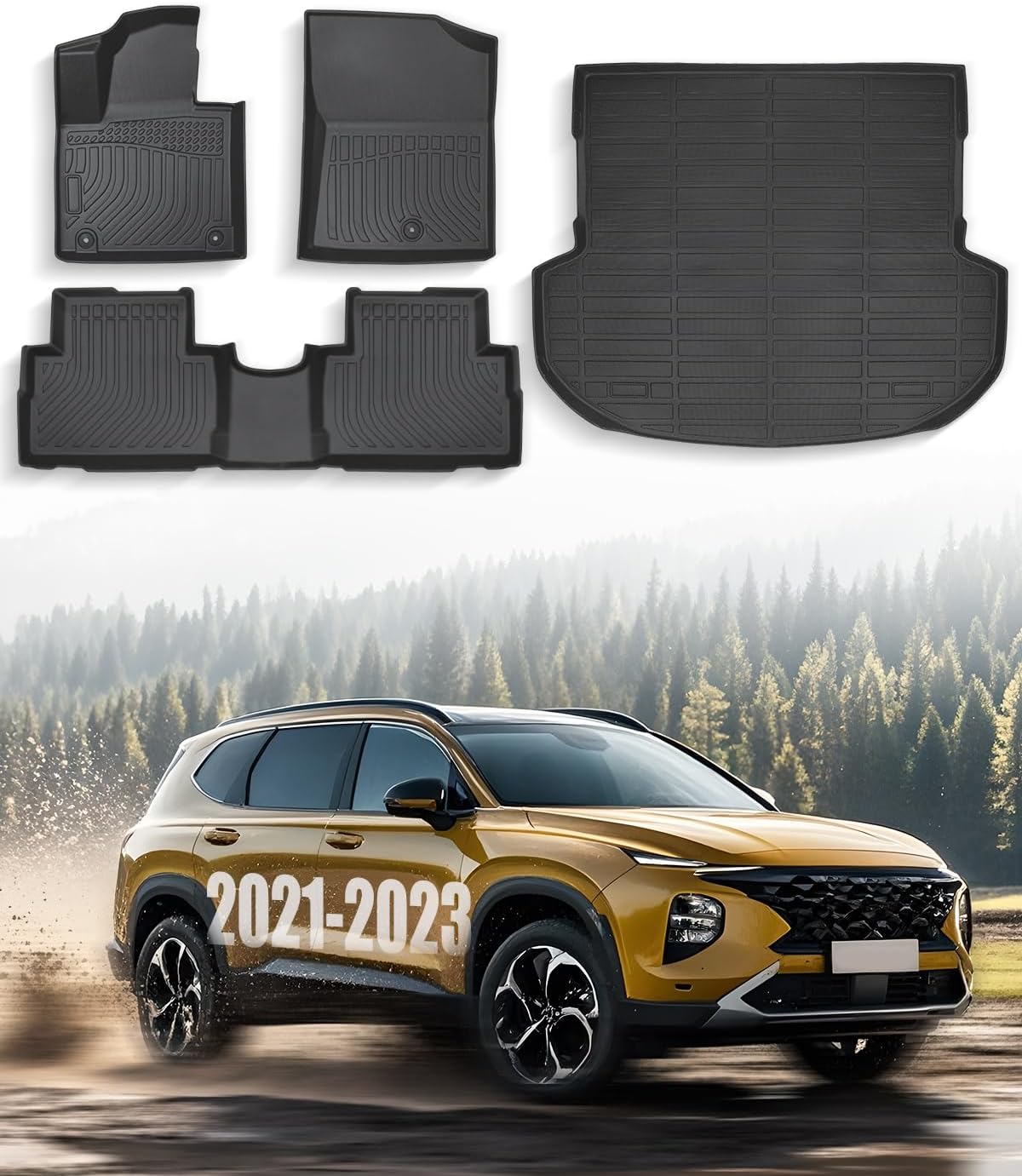 Amazon.com: DiffCar® Floor Mats for Hyundai Santa Fe 2023 2022 2021 ...