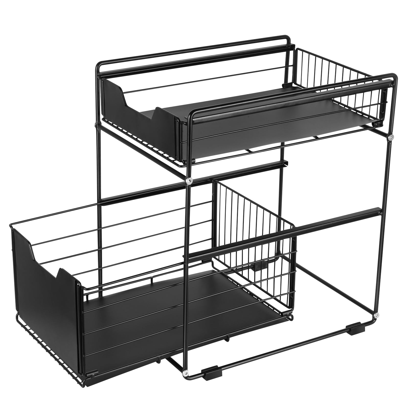 Almacenamiento bajo fregadero de 2 niveles, cajón de almacenamiento, cocina, cesta de almacenamiento deslizante, organizador de cocina de 2 niveles, organizador de cajones organizador-37,4 x